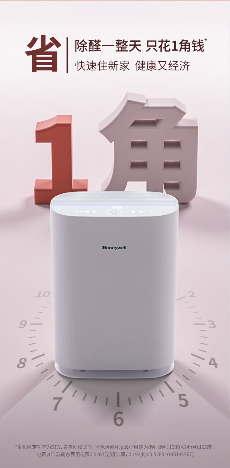 霍尼韦尔（Honeywell） KJ400F-P21W 空气净化器 （除霾、除醛、除菌、除病毒、优雅机身、母婴优选、适用面积48㎡）